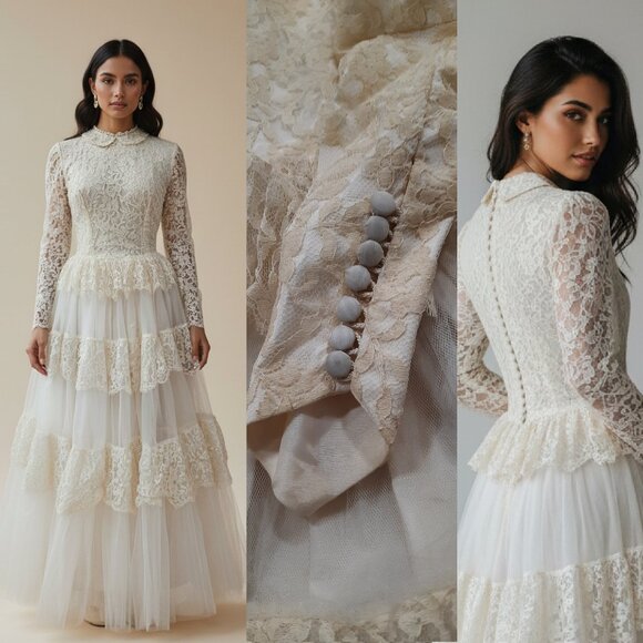 vintage Dresses & Skirts - Vtg 40s handmade wedding dress